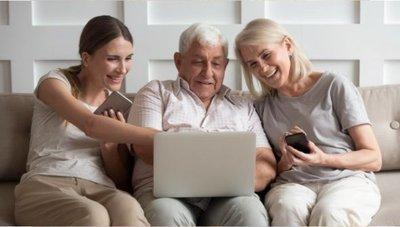 A family reviewing benefits